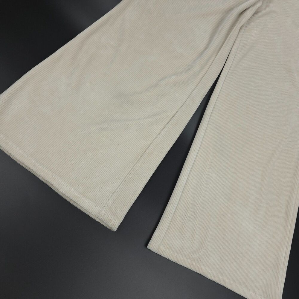 VUORI Haven Wide Leg Ribbed Knit Pant Suede Beige Athleisure Lounge Clean Girl - Picture 10 of 10